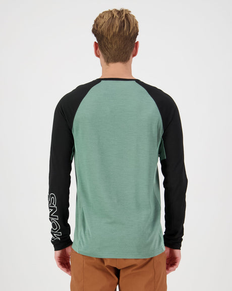 Mons Royale | Tarn Merino Long Sleeve - Cypress / Black / Thyme | Men's Bike Jersey - Bei 2-Cycle GmbH Freiburg entdecken!